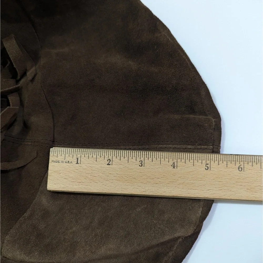Vintage Brown Suede Leather Fringe Bag Purse Adjustable Strap Boho Slouchy INDIA